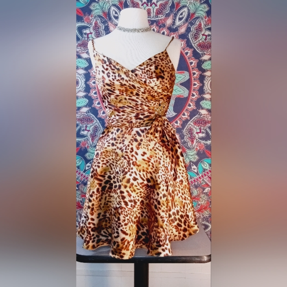 Mori Lee by Madeline Gardner leopard Mini Dress.